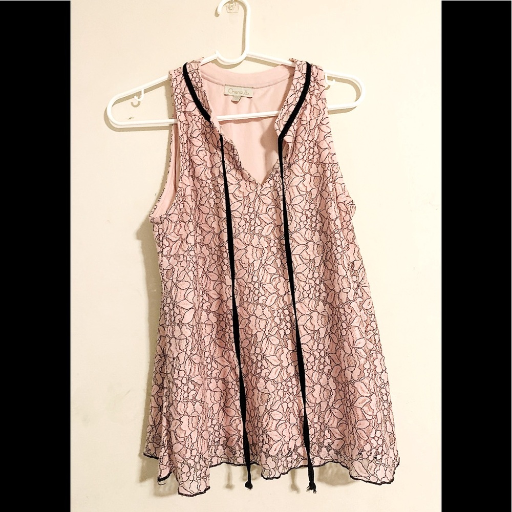 Chenault womens sleeveless lace blouse, pink, M